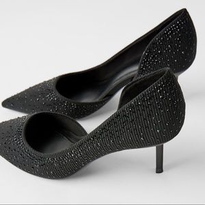 Zara Asymmetric Mid-Heel Shoes with Rhinestones